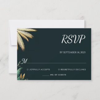 Cartons Réponse Wreath Turquoise Palm Beach Mariage Vert Et Or