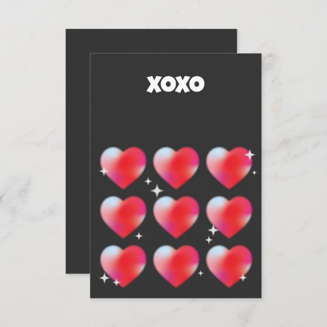 Cartons Réponse Xoxo coeur rouge romantique Saint Valentin (Devant / Derrière)