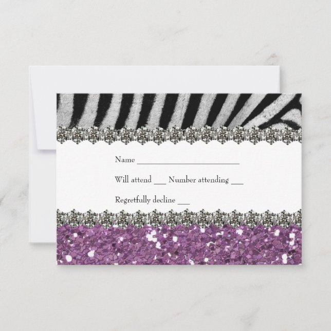 Cartons Réponse Zebra Rhinestone Purple Parties scintillant Look R (Devant)