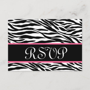 Cartons Réponse Zèbre noir blanc rose sauvage Imprimer Mariage RSV