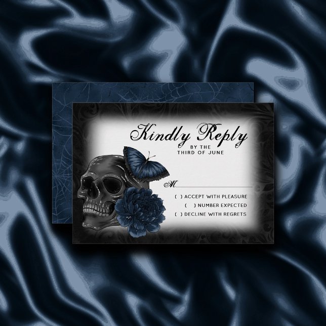 Cartons Réponse Zodiaque magic | Dark Navy Blue Gothic Skull (Créateur téléchargé)