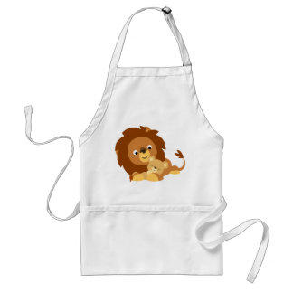 Cartoon adorable Lion Papa et tablier d'enfant