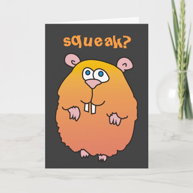 Cartoon amusant Hamster Squeak Carte de voeux (Devant)