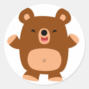 Cartoon autocollant de l'ours à rire mignon