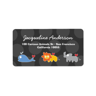 Cartoon Baleine Lion Rhinoceros Étiquettes de adre