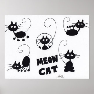 Cartoon Black Cat - poster