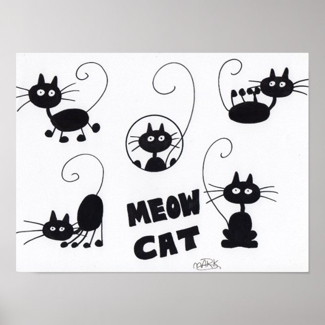 Cartoon Black Cat - poster (Devant)