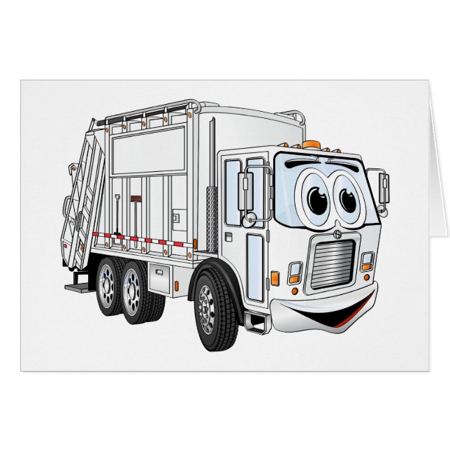 Cartoon blanc souriant pour camion à ordures (Devant horizontal)