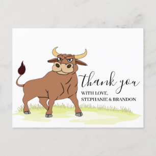 Cartoon Bull Carte de remerciements