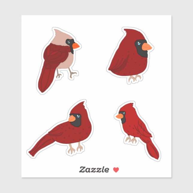 Cartoon Cardinal Sticker Pack (Feuille)