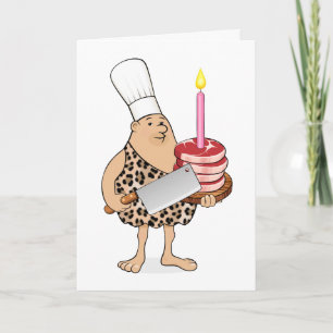 Cartoon Caveman Paleo Chef - Carte d'anniversaire 