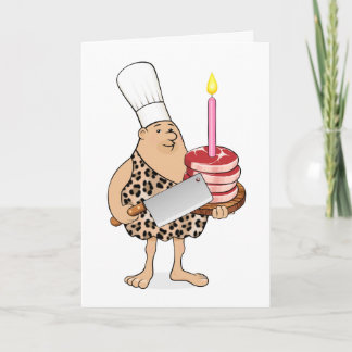 Cartoon Caveman Paleo Chef - Carte d'anniversaire 