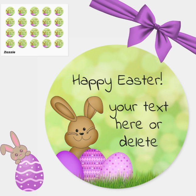 Cartoon coloré mignon Stickers Lapin de Pâques (These cute cartoon Easter Bunny stickers may be personalized with your own message! Happy Easter!)