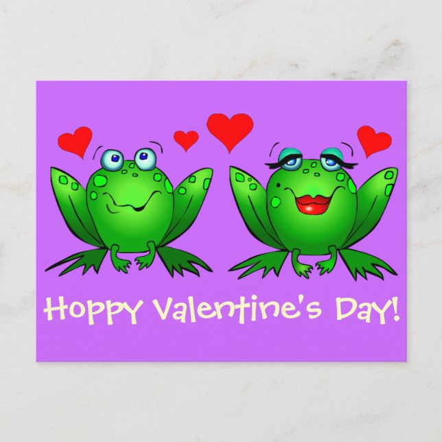 Cartoon Cute Grenouilles Carte Postale Hoppy Valen (Devant)