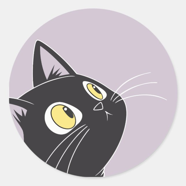 Cartoon de chat noir mignon - Sticker pour enfants (Devant)