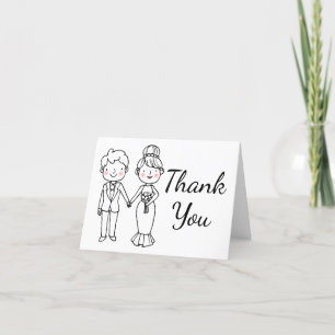 Cartoon de mariée noir blanc Mariage Merci