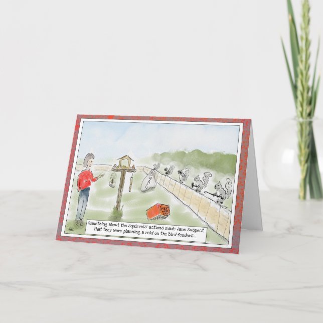 Cartoon d'écureuil amusant Carte de voeux d'annive (Devant)