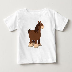 Cartoon doux et calme Shire Cheval Baby T-shirt