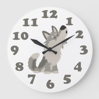 Cartoon doux Wolf et chiffres Horloge murale