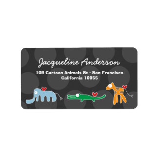Cartoon Eléphant Alligator Giraffe Étiquettes de a