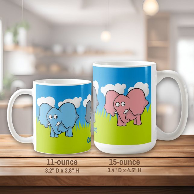 Cartoon Elephants Café Mug (Créateur téléchargé)
