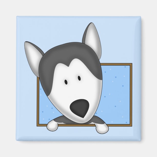 Cartoon encadré Magnet Husky Sibérien (Devant)