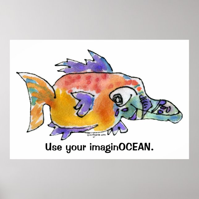 Cartoon Funny Fish 099 ImaginOCEAN Poster Grand (Devant)
