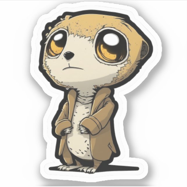 Cartoon Funny Meerkat en manteau Sticker (Devant)