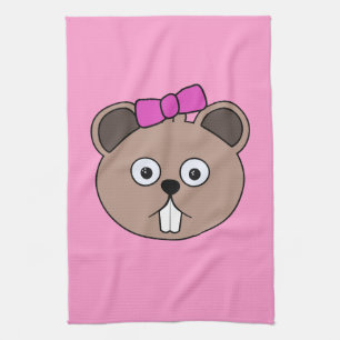 Cartoon Girl Beaver Face Serviettes de cuisine