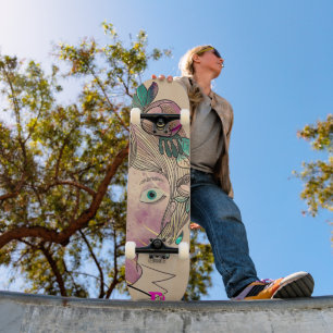 Cartoon Girls Face Dd Marque Skateboard