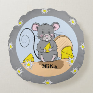 Cartoon gris souris enfant personnalisé coussin ro
