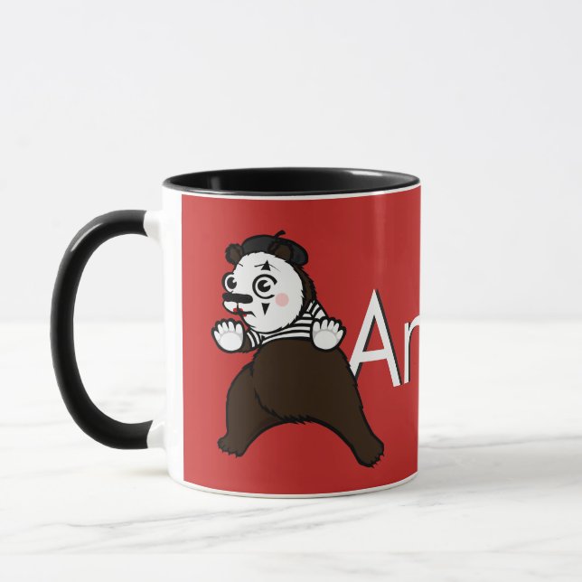 CARTOON GRIZZLY PORTER MIME RINGER MUG (Gauche)