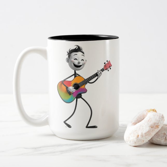 Cartoon Guitarist Mug (Avec donut)
