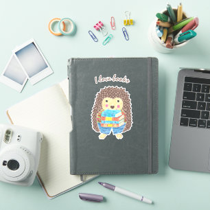 Cartoon Hérisson portant des livres Sticker Vinyl
