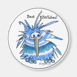Cartoon Holiday Blue Kiwi Magnet
