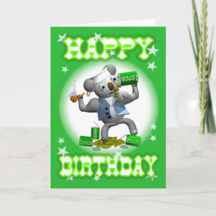 Cartoon Koala Joyeux Anniversaire Spinach Carte vi
