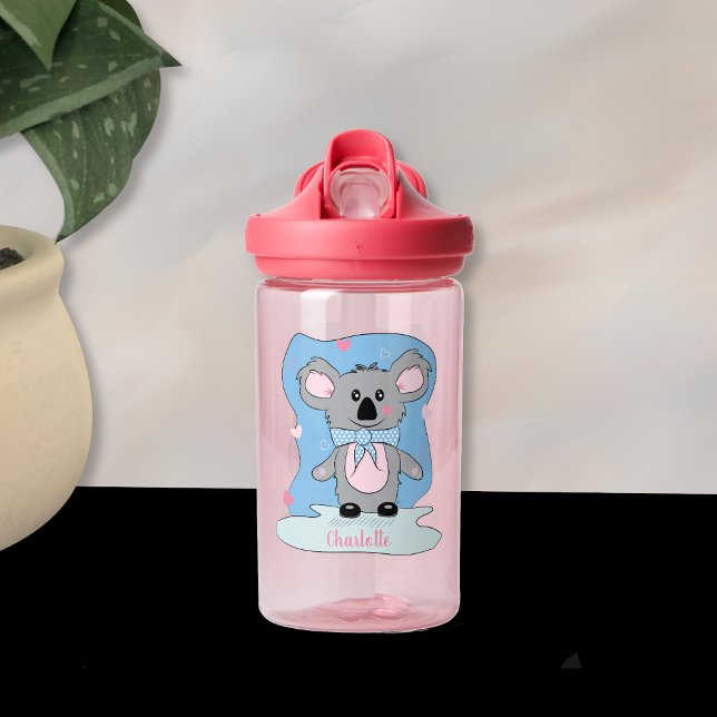 Cartoon Koala Kid Bouteille d'eau avec nom (Cute koala kid water bottle with name .)