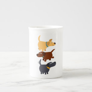 Cartoon Labradors en 3 Saveurs Bone China Mug