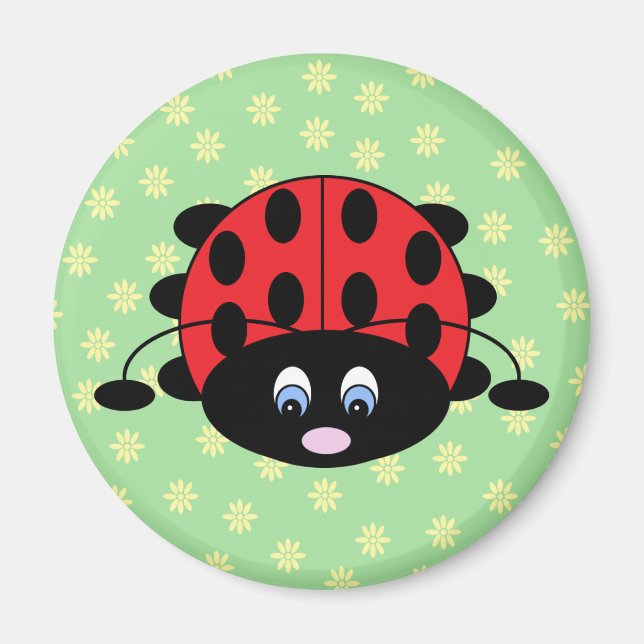 Cartoon Ladybug avec Aimant Fleurs (Devant)