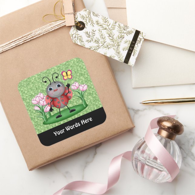 Cartoon Ladybug insecte fun autocollant (Cadeaux)