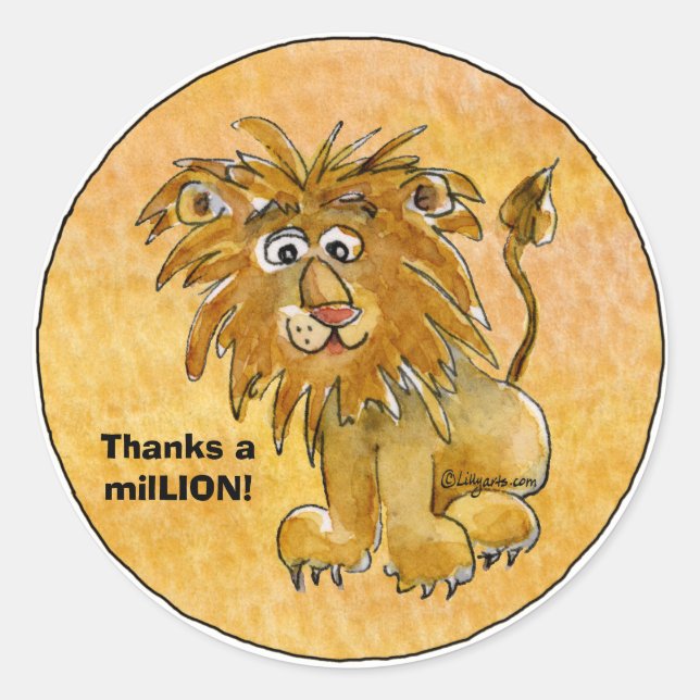 Cartoon Lion Merci un milLION Custom Stickers (Devant)