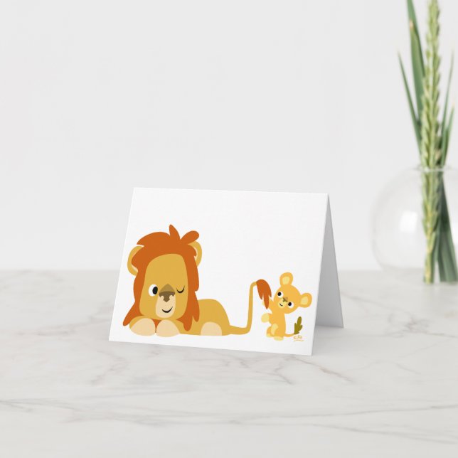 Cartoon Lion Papa et carte pour notes d'épicerie (Devant)
