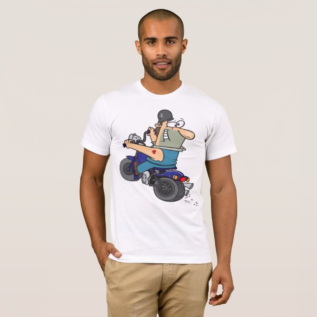 Cartoon Man On A Motorcycle Mens T-Shirt (Devant entier)