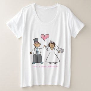 Cartoon Mariage Couple Mariée & Groom Coeur rose