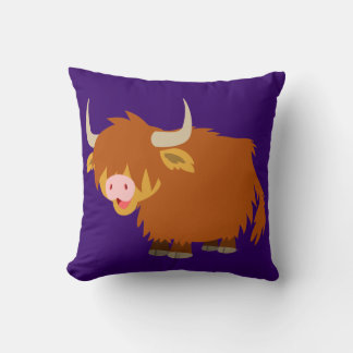 Cartoon mignon Highland Cow Coussin