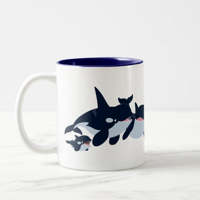 Cartoon mignon Orca Family Mug (Gauche)