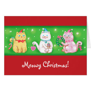 Cartoon mignonne Meowy Chats de Noël en chapeaux d