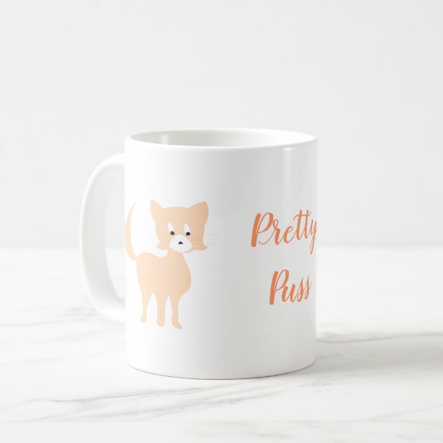 Cartoon peach cat Pretty Pusee Mug (Devant gauche)
