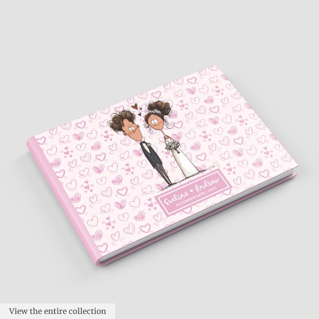 Cartoon personnalisé Funny Mariage Couple Livre d' (Custom Funny Cartoon Wedding Couple Guest book)
