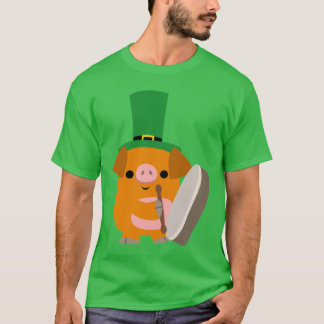 Cartoon Pig en Bodhran :) T-shirt St Patty
